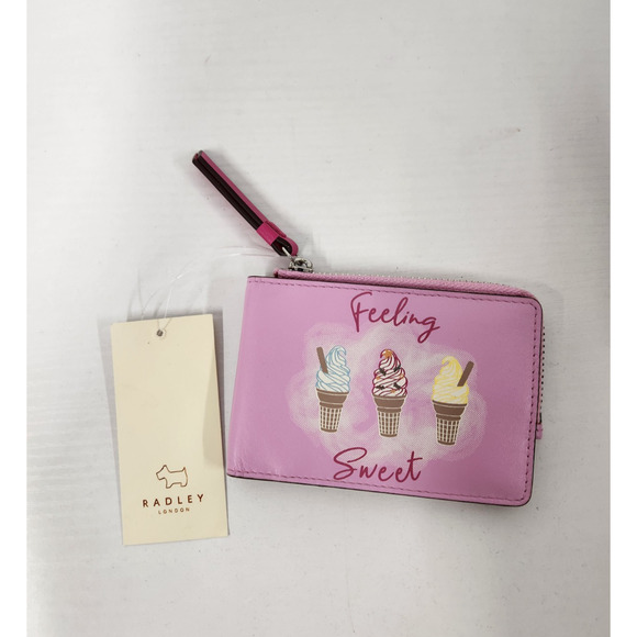 Radley London Feeling Sweet Womens Bright Pink Leather Credit Card Holder/Wallet - Picture 1 of 9